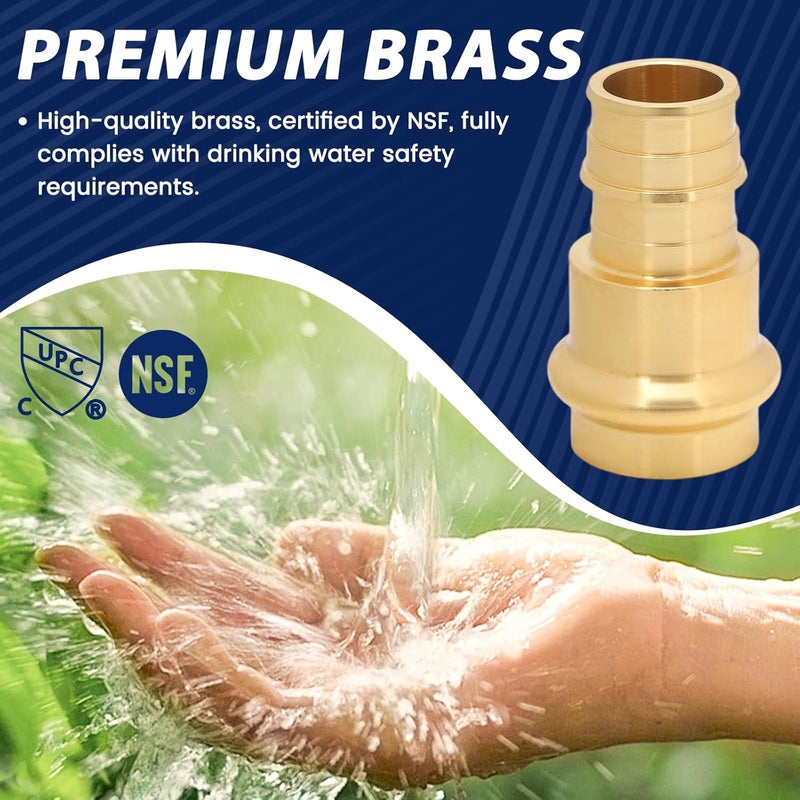 Abbiemo 10 قطع محول برونزي Propress x 3/4 بوصة PEX-A F1960 مع تركيبات ضغط وحلقة O من EPDM لتوصيلات الأنابيب النحاسية برونز خالي من الرصاص بتصنيف ضغط 250 PSI مقاوم للتسرب - Image 3